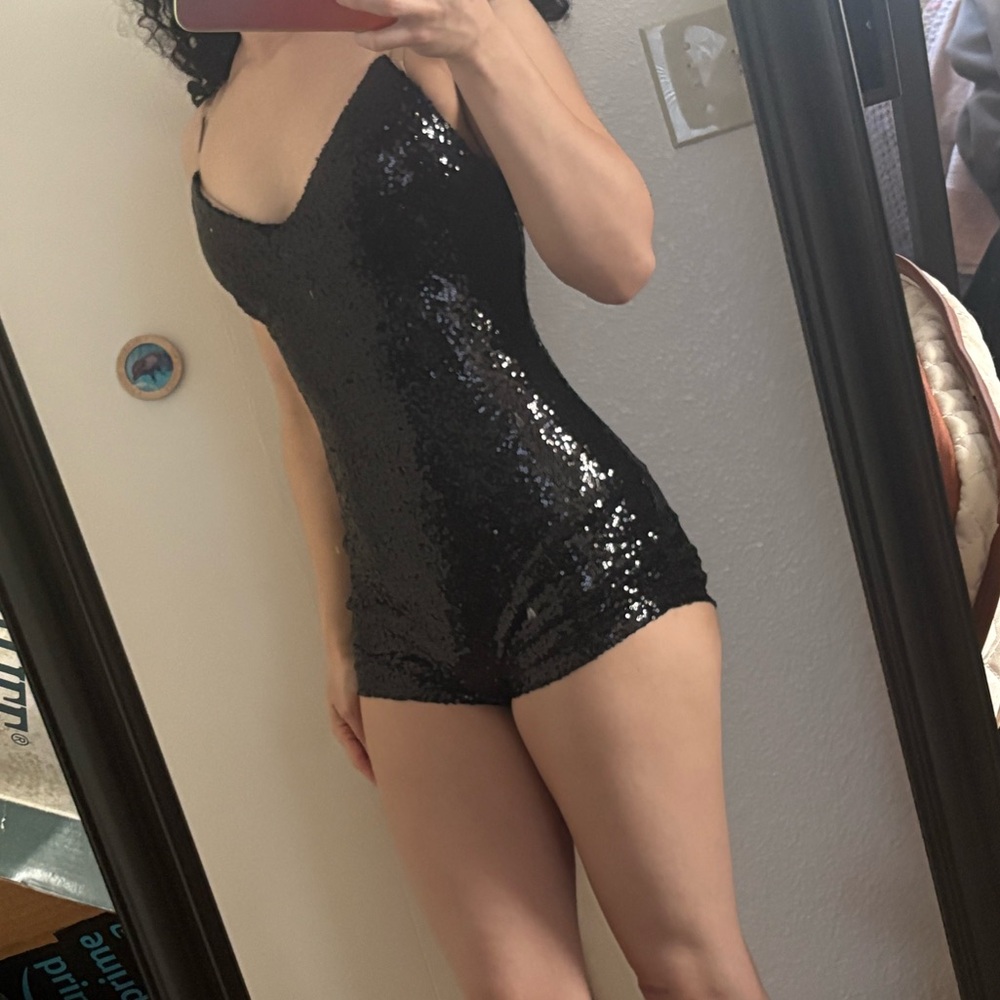 SOLD Lucy in the Sky Black Sequin Romper